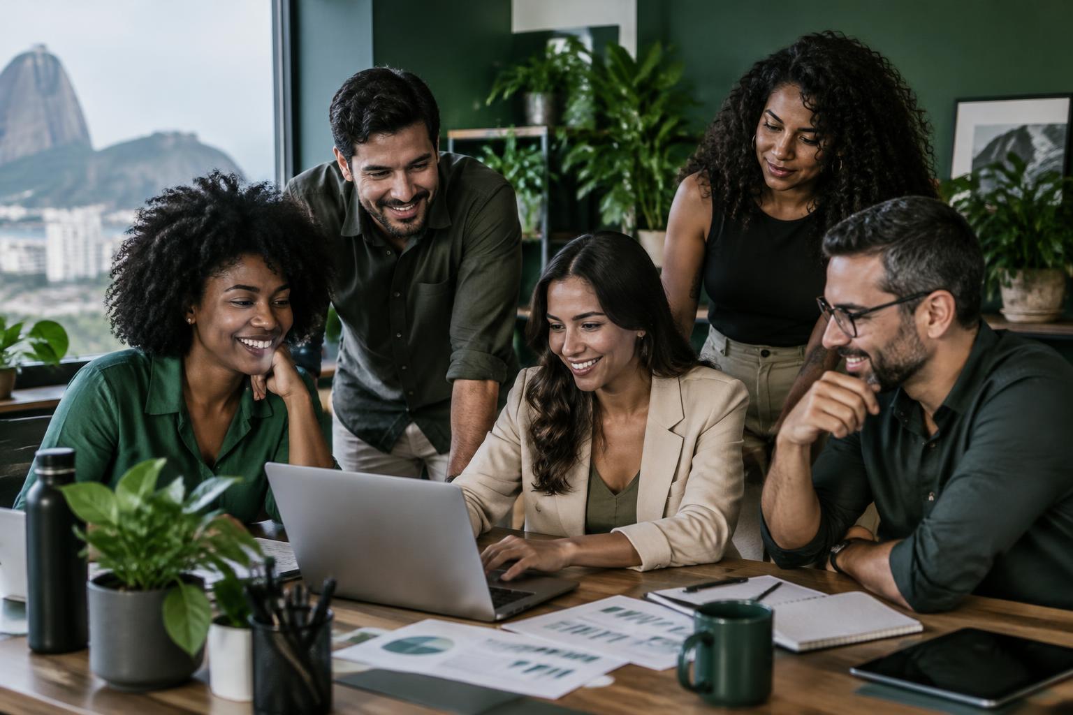 Equipe de marketing em uma reunião — imagem ilustrativa